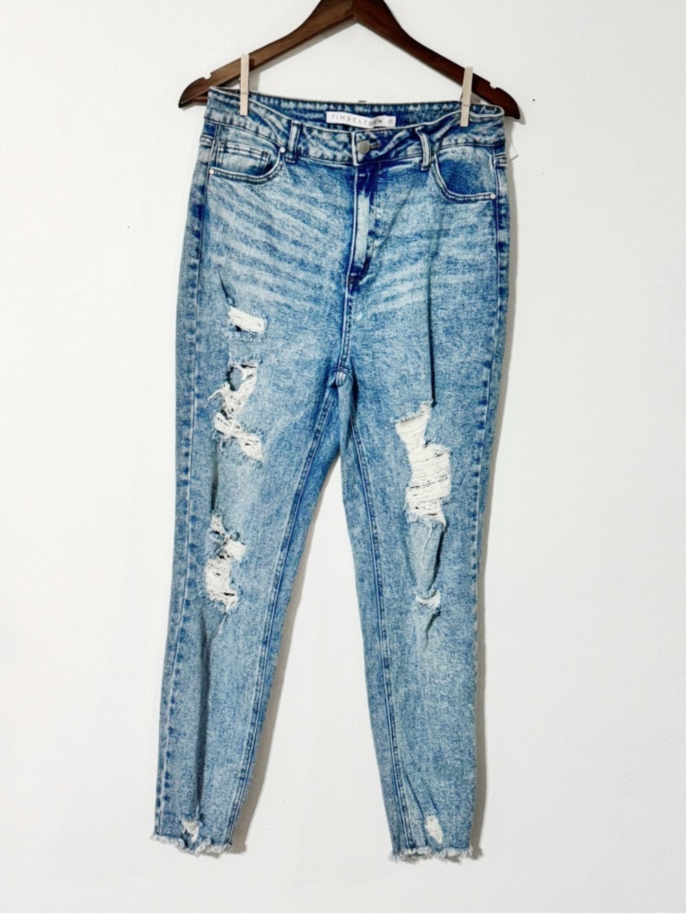 Tinseltown Light Blue Distressed Skinny Jeans size 13